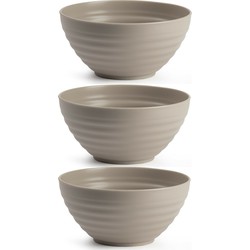 Set van 6x kommetjes/schaaltjes - Dessert/ontbijt - Kunststof - D15 cm - Taupe - Kommetjes