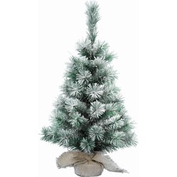 Everlands kunst kerstboom - mini - in jute zak - 75 cm - Kunstkerstboom