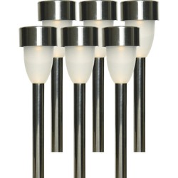 6x Buitenlamp/tuinlamp Nova 26 cm RVS op steker - Prikspotjes