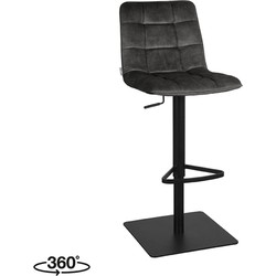 LABEL51 Barkruk Juul - Antraciet - Velours - Zithoogte 55-81