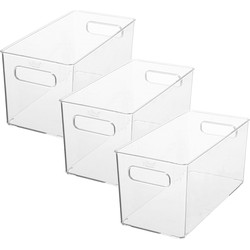 Set van 3x stuks creme potjes/flesjes/make-up houder/box rechthoek 31 x 15 cm van kunststof - Opbergbox