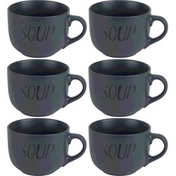 Cosy & trendy soepkommen - 6x - donkergrijs - 11 cm - 510 ml - soepbeker - Kommetjes
