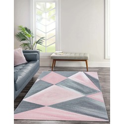 Fano Modern Roze - Grijs vloerkleed - - 160 X 230 CM