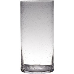 Transparante home-basics cylinder vorm vaas/vazen van bubbel glas 40 x 19 cm - Vazen
