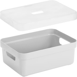 Opbergboxen/opbergmanden wit van 9 liter kunststof met transparante deksel - Opbergbox