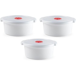 3x stuks magnetron voedsel opwarm potjes/bakjes 3 liter met speciale deksel - Magnetronbakken