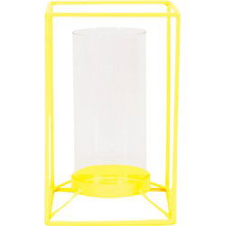Lantern - Metal/Glass - Yellow - 14,5x14,5x25cm