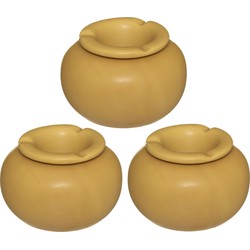 Set van 3x stuks terras asbakken/stormasbakken rond keramiek 13 x 9 cm geel - Asbakken