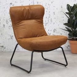 Industriële fauteuil Max cognac Eco Leer