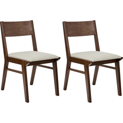 ENOLA - Eetkamerstoel set van 2 - Lichtbeige - Donker hout/Stof