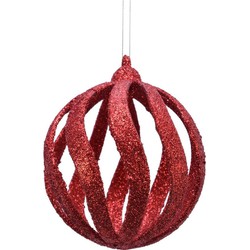 Kerstboomversiering 18x kerstballen rood glitter 8 cm - Kerstbal