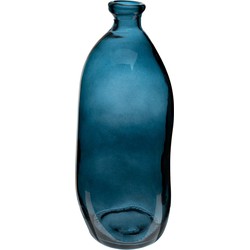 Atmosphera bloemenvaas Organische fles vorm - blauw transparant - glas - H51 x D23 cm - Vazen