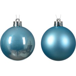 Decoris kerstballen - 12x - ijs blauw - 6 cm -kunststof - Kerstbal