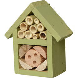 Klein lichtgroen insectenhotel huisje 11 cm - Insectenhotel