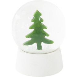 Clayre & Eef Sneeuwbol Kerstboom Ø 8*11 cm Wit Kunststof / Glas Rond