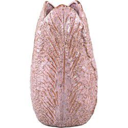 PTMD Hivel Pink ceramic pot leaf pattern L
