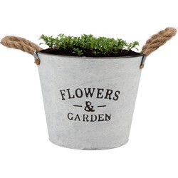 DK Design plantenpot/bloempot emmer Jardin- zink - wit - D23 x H18 cm - Plantenbakken