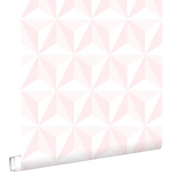 ESTAhome behang grafisch 3D motief licht roze - 53 cm x 10,05 m - 138911