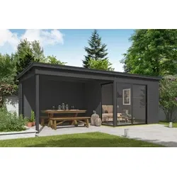 Outdoor Life tuinhuis Julia met overkapping carbon grey, 295 x 295 cm