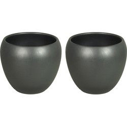 2x stuks bloempot mat antraciet keramiek voor kamerplant H27.5 x D31 cm - Plantenpotten