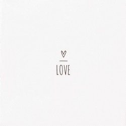 Clayre & Eef Servetten Papier Set van 20 33x33 cm Wit Papier Harten LOVE