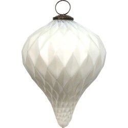 Clayre & Eef Kerstbal XL  Ø 16 cm Wit Glas Kerstdecoratie