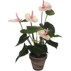 Mica Decorations Anthurium Kunstplant - H40xØ30 cm - Lichtroze