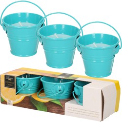 Citronella kaarsen - in zink potje - set 9x - blauw - 5 branduren - geurkaarsen