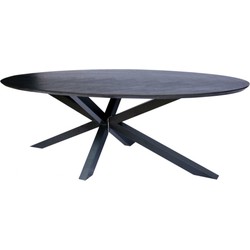 Eettafel ovaal eiken fineer zwart | 240 x 100 x 81 cm | Visgraat | Kruispoot