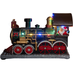 Stoomtrein met kerstman, rook, geluid en licht op batterij 23.5x15 cm