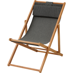 HESPERIDE HIXA Tuinstoelen - Ligstoel - Stransdstoel - Klapstoel - opvouwbaar - verstelbaar - Hout - Canvas - Grijs