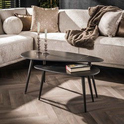 Set van 2 salontafels Sophie keramiek met Marmereffect zwart