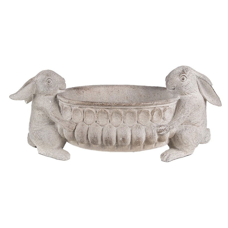 Clayre & Eef Bloempot 43x18x19 cm Grijs Polyresin Konijnen - 