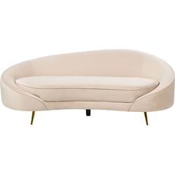 Beliani SAVAR - Driezitsbank-Beige-Fluweel