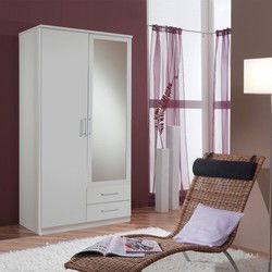 Kast 1 deur 1 spiegeldeur en 2 laden - L91 cm