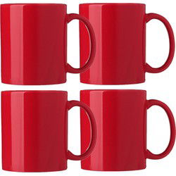 Bellatio Design Koffie mokken/bekers Nantes - 6x - keramiek - met oor - rood - 300 ml - Bekers