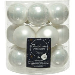 Decoris Kleine kerstballen - 18x st - wit - D4 cm - glas - Kerstbal