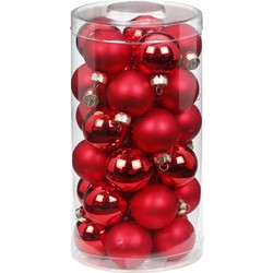 60x stuks kleine glazen kerstballen rood mix 4 cm - Kerstbal