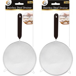 2x stuks keuken vergiet/zeef edelstaal 18 cm - Keukenzeefjes