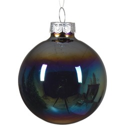 Kerstbal glas d6 cm zwart iris 6st kerst