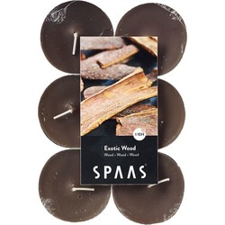 Spaas maxi waxinelichtjes - 12x - Exotic Wood - 10 branduren - geurkaarsen