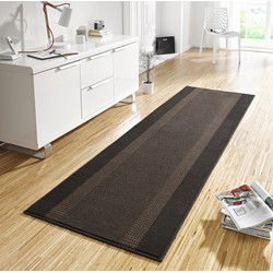 Loper Designer Velours - Lijstmotief / Kader - Laagpolig - Bruin - 80x250 cm