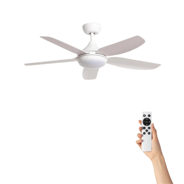 Plafondventilator Aksel met verlichting - Ø122cm - 6 snelheden - Afstandsbediening - Wit - 