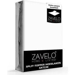 Zavelo Splittopper Hoeslaken Satijn Wit-Lits-jumeaux (180x220 cm)