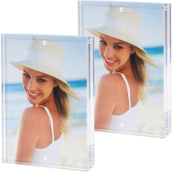 2x stuks acryl fotolijst transparant met magnetisch frame geschikt voor een foto van 20 x 25 cm - Fotolijsten