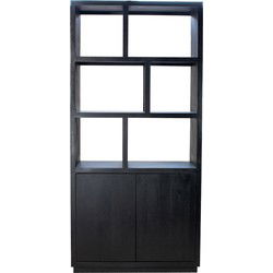 Vakkenkast Zwart - 100x45x210cm - Mangohout - Kast Luxurious