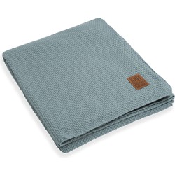 Knit Factory Jesse Gebreid Plaid XL - Woondeken - Kleed - Stone Green - 195x225 cm