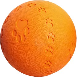 Rubberen bal pawprint met geluid 9.5 cm