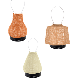 Lumiz Solar Buitenlampionnen Galleon Beach Set - Bulb Lampion - Tulip Lampion - Lampshade Lampion - inclusief 3 metalen small ringen - Oranje - Geel - Abrikoos