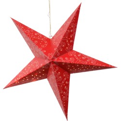 Decoris verlichte kerstster - rood - 60 cm - papier - Kerststerren